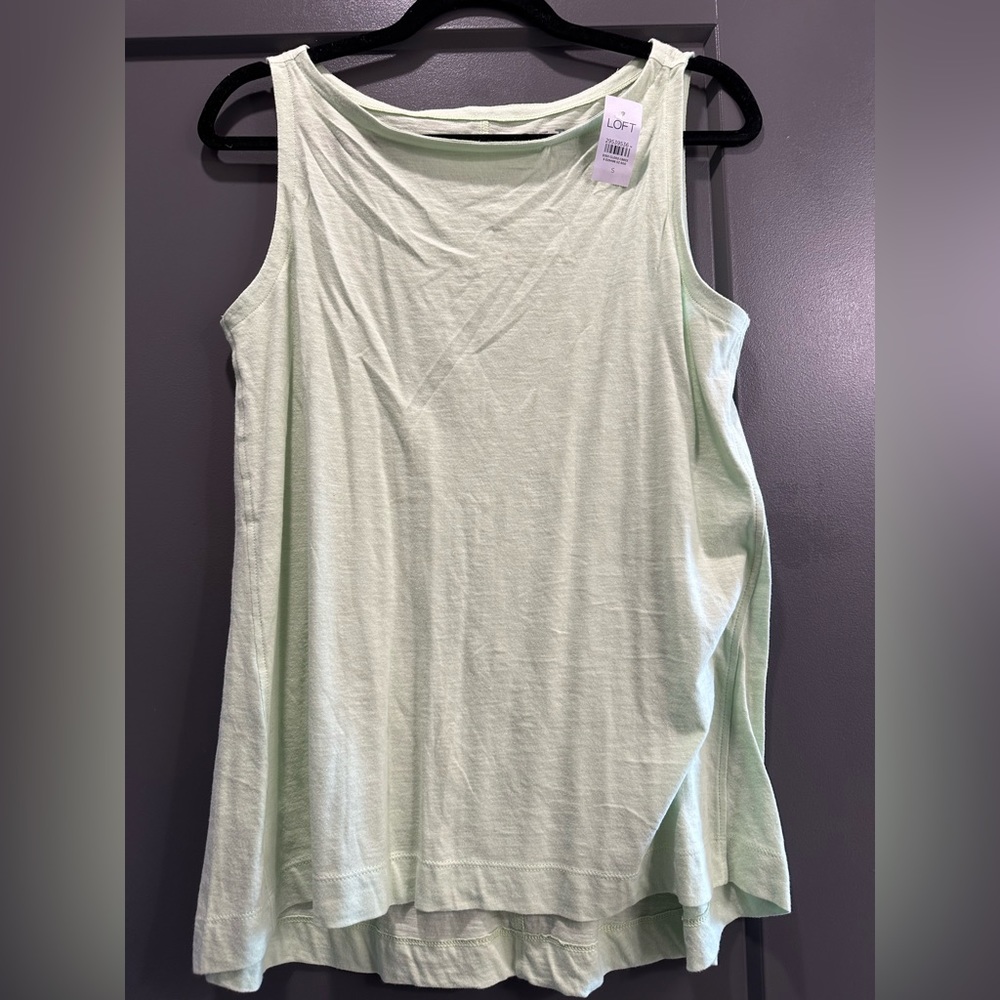 Loft light citrus green boatneck tank top